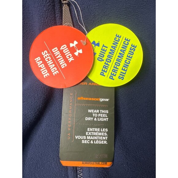 Under Armour Mens Navy Fleece Jacket M AllSeasonGear Quick Dry Quiet Performance - Picture 5 of 7